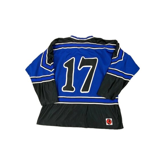 Vtg Minnetonka Skippers Hockey Jersey #17 Men's XL Blue Performance V Neck - Picture 7 of 12